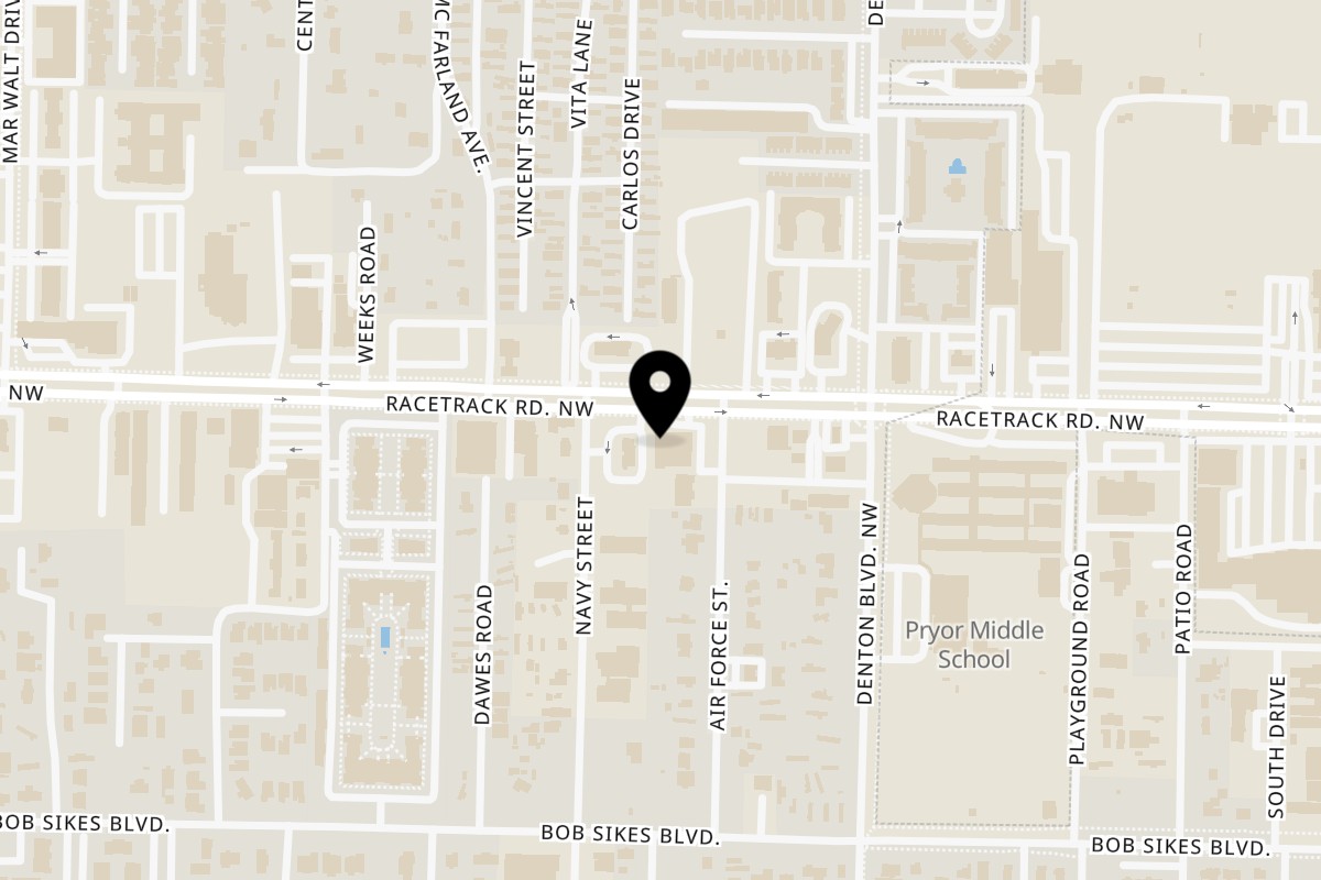 Map showing the location of Wicked Pizza Company on 229 Racetrack Rd NW in Fort Walton Beach